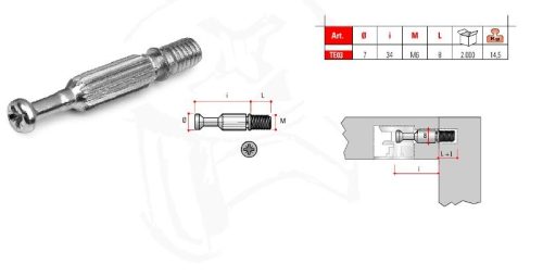 Összekötő csavar TE03 excenterhez M6x34