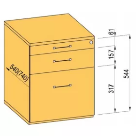   K-BBP Konténer 540mm típus 5/változat 1 (fiók fém,részl.kihuzású sín,beh.)