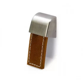   HETTICH 9113451 gomb Agna 20x50x25 mm barna bőr/nemesacél imitáció