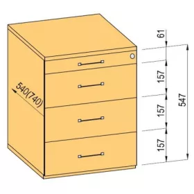   K-BBP Konténer 740mm típus 3/változat 7 (fiók műanyag,teljes kihuzású sín,beh.)