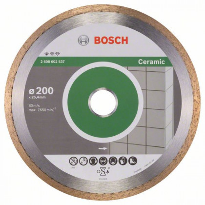 BOSCH 2608602537 Gyémánt vágótárcsa Szabványos kerámiához 200 x 1,6 x 7 mm