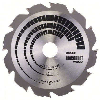 BOSCH 2608640633 Fűrészlap Construct Fa 190 x 30 x 2,6 mm; 12