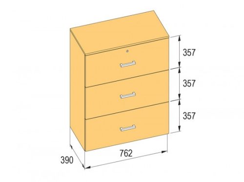 K-BBP R3 típusú irattartó szekrény 762 mm belső szélességhez, 1076 mm magasságho