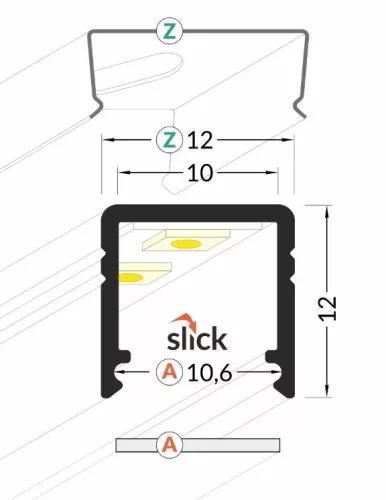 StrongLumio LED profil Smart 10, eloxált alumínium, 2m