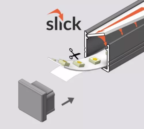 StrongLumio végzáró LED profilhoz Smart 10 fekete (pár)