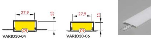 StrongLumio takaróprofil  VARIO C9 LED profilhoz tejfehér 4m