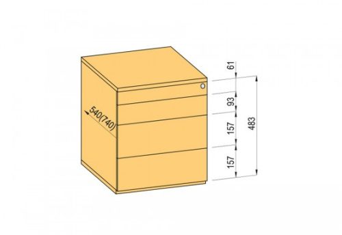 K-BBP konténer TipAer komp.540mm típ.1/vál. 9 (fémfiók,részl.kih.,fo.né.)