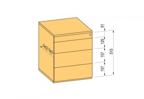 K-BBP konténer TipAer komp.540mm típ.2/vál. 9 (fémfiók,részl.kih.,fo.né.)