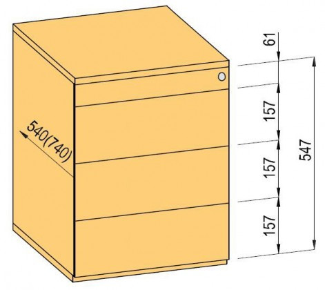 K-BBP konténer TipAer komp.540mm típ.3/vál. 9 (fémfiók,részl.kih.,fo.né.)