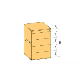   K-BBP konténer TipAer komp.540mm típ.9/vál. 9 (fémfiók,részl.kih.,fo.né.)