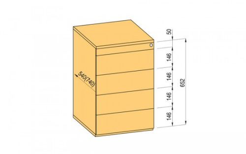 K-BBP konténer TipAer komp.540mm típ.9/vál. 9 (fémfiók,részl.kih.,fo.né.)