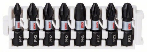 BOSCH 2608522323 8 részes ütközésgátló bitkészlet, 1×PH1;3×PH2;1×PH3;2×PZ2;1×PZ3