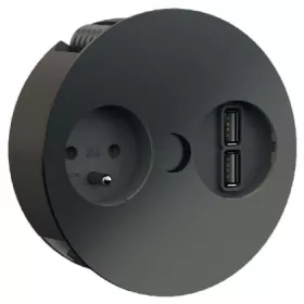   BACHMANN 931.132 Twist USB, 1x 230V, 1x USB-A dupla töltő, fekete matt