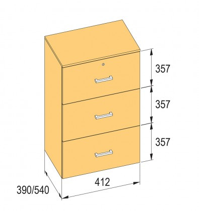 K-BBP R3 típusú irattartó szekrény, belső szélesség 412 mm / 390 mm, magasság 10