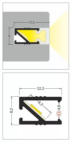 StrongLumio LED profil HI8, eloxált alumínium, 3m