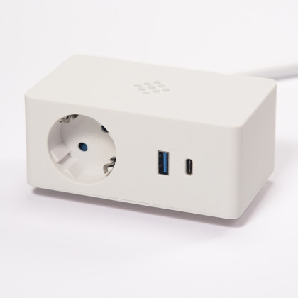 VersaQ HUB 1x 230V, 1x RJ45, USB A+C 5V, 1x HDMI, Qi töltő, fehér, Schuko