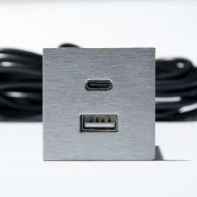 VersaPick, 1x USB A/C, négyzet alakú, rozsdamentes acél