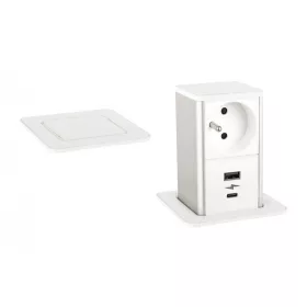   StrongPower PowerUp konnektor, 1x230V, USB A/C töltó, Fehér, FR