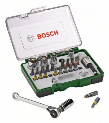 BOSCH 2607017160 27 részes csavarhúzó bit és racsnis készlet