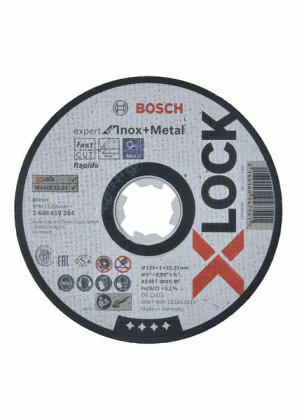 BOSCH 2608619264 X-LOCK lapos vágótárcsa Expert Inox+Metalhoz, 125 × 1 mm