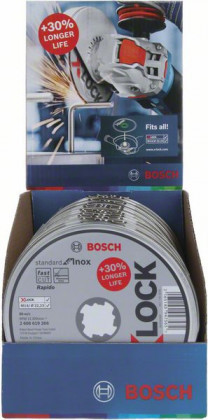 BOSCH 2608619266 X-LOCK vágótárcsák standard Inoxhoz, 115 × 1 mm, 10 darab