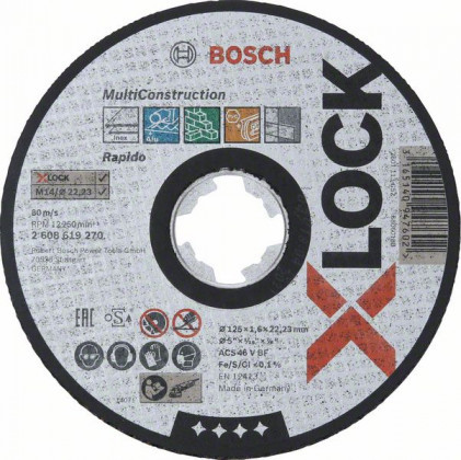 BOSCH 2608619270 X-LOCK többcélú vágótárcsa, Multi Material, 125 × 1,6 mm