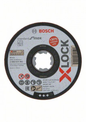 BOSCH 2608619362 X-LOCK vágótárcsa Standard Inoxhoz 115 × 1,6 mm T41