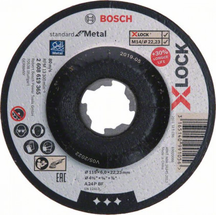 BOSCH 2608619365 X-LOCK csiszolókorong Standard for Metal 115×6 mm T27