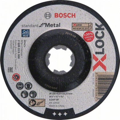 BOSCH 2608619366 X-LOCK csiszolókorong Standard for Metal 125×6 mm T27