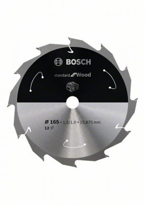 BOSCH 2608837680 Fűrészlap standard fához AKU-hoz 165×1,5×15,875 mm, 12