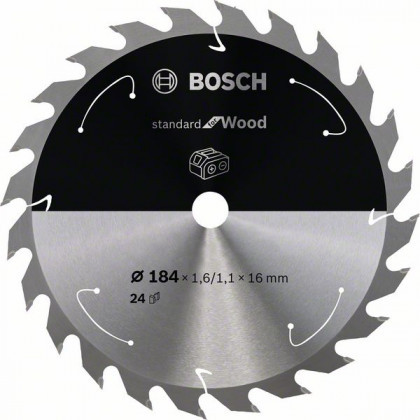 BOSCH 2608837698 Fűrészlap Standard for Wood akkumulátoros fűrészekhez 184×1,6×16 mm, 24