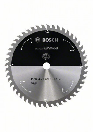 BOSCH 2608837699 Fűrészlap Standard for Wood akkumulátoros fűrészekhez 184×1,6×16 mm, 48