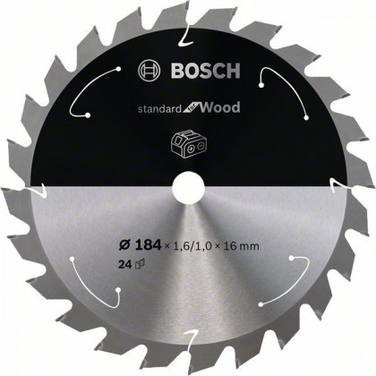 BOSCH 2608837700 Fűrészlap Standard for Wood akkumulátoros fűrészekhez 184×1,6×16 mm, 24