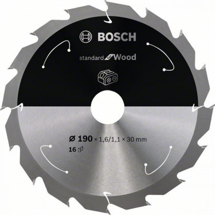 BOSCH 2608837706 Fűrészlap Standard for Wood akkumulátoros fűrészekhez 190x1,6x30mm, 16