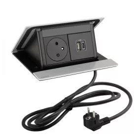   LEGRAND PopUp, 1x 230V, 1x USB A/C töltő, eloxált alumínium