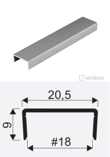 SEVROLL 06033 "U" profil rétegelt lemezhez 18mm 3m grafit