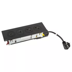   K- LEGRAND Disq'In 2x 230V + 1x USB A/C, HDMI, černá/černá