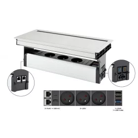   VersaFlap Mono 2.0, 3x 230V, 2xRJ45, 1x HDMI, 1xUSB A/C, 1xUSB data, elox alum.