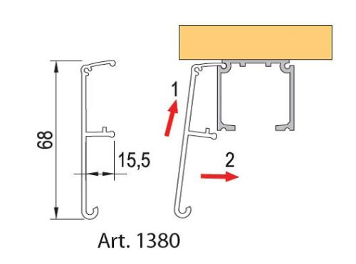 TERNO bbeltéri tolóajtó 40-120kg, takaró profil fekete 1380/A/S 3m