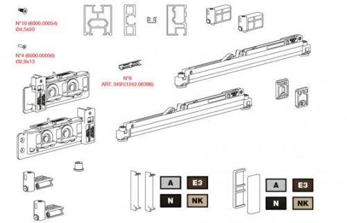 TERNO Diva Fluid Frame szett ajtókerethez 80kg 1500/3000, 2x csillapítás, ezüst