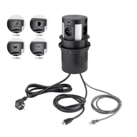   StrongPower El. zásuvka vysouvací,4x230V,1xRJ45,1x USB A/C,1xHDMI,bezdr nabíj,FR