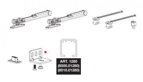 TERNO Step vasalat készlet tolóajtókhoz 30-80kg, 2x lengéscsillapítók, sín 1500mm, kötőelemek